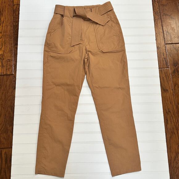 Veronica Beard Size 4 Mahary Khaki Paperbag High Rise Pants Tie Belt *Read - Picture 3 of 15
